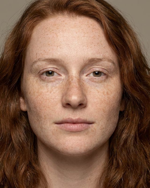 A person's bare-faced selfie before any makeup is applied