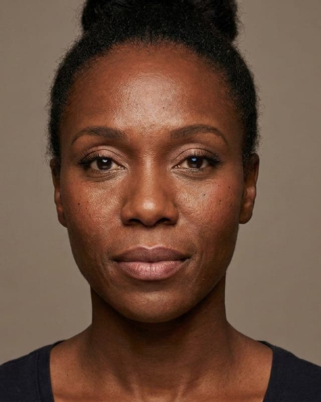 The same face with the Soft Glam look applied
